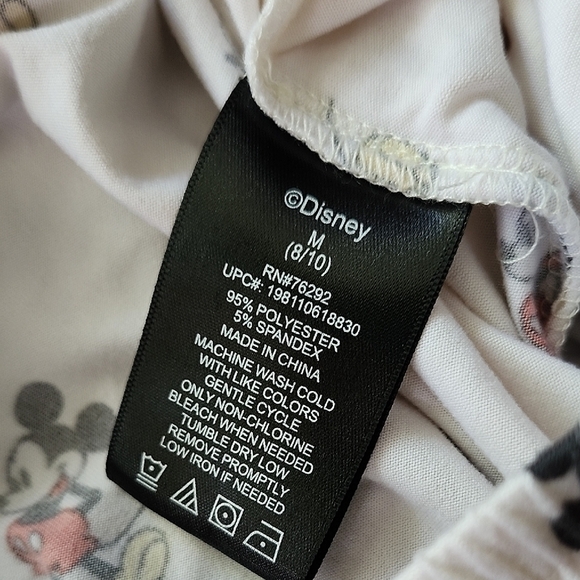 Disney Mickey Mouse Pajama Set Women’s Size Medium 8-10 White - Picture 7 of 8